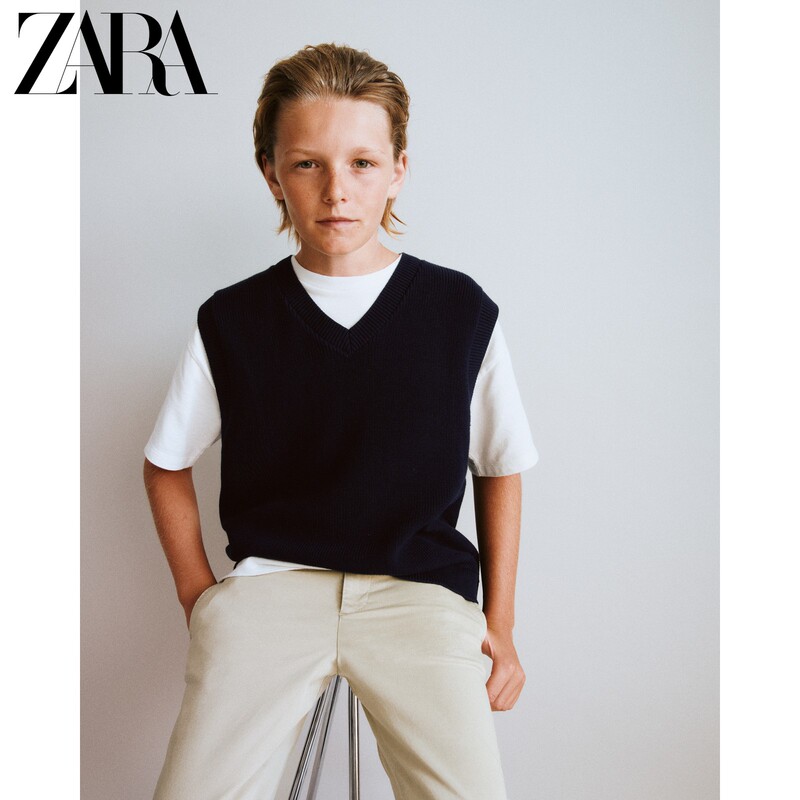 Zara2026 New Autumn Products Children's Clothing Boys Versatile Knitted Sleeveless Vest 3471644 401 Zara2026 New Autumn Products Children's Clothing Boys Versatile Knitted Sleeveless Vest 3471644 401