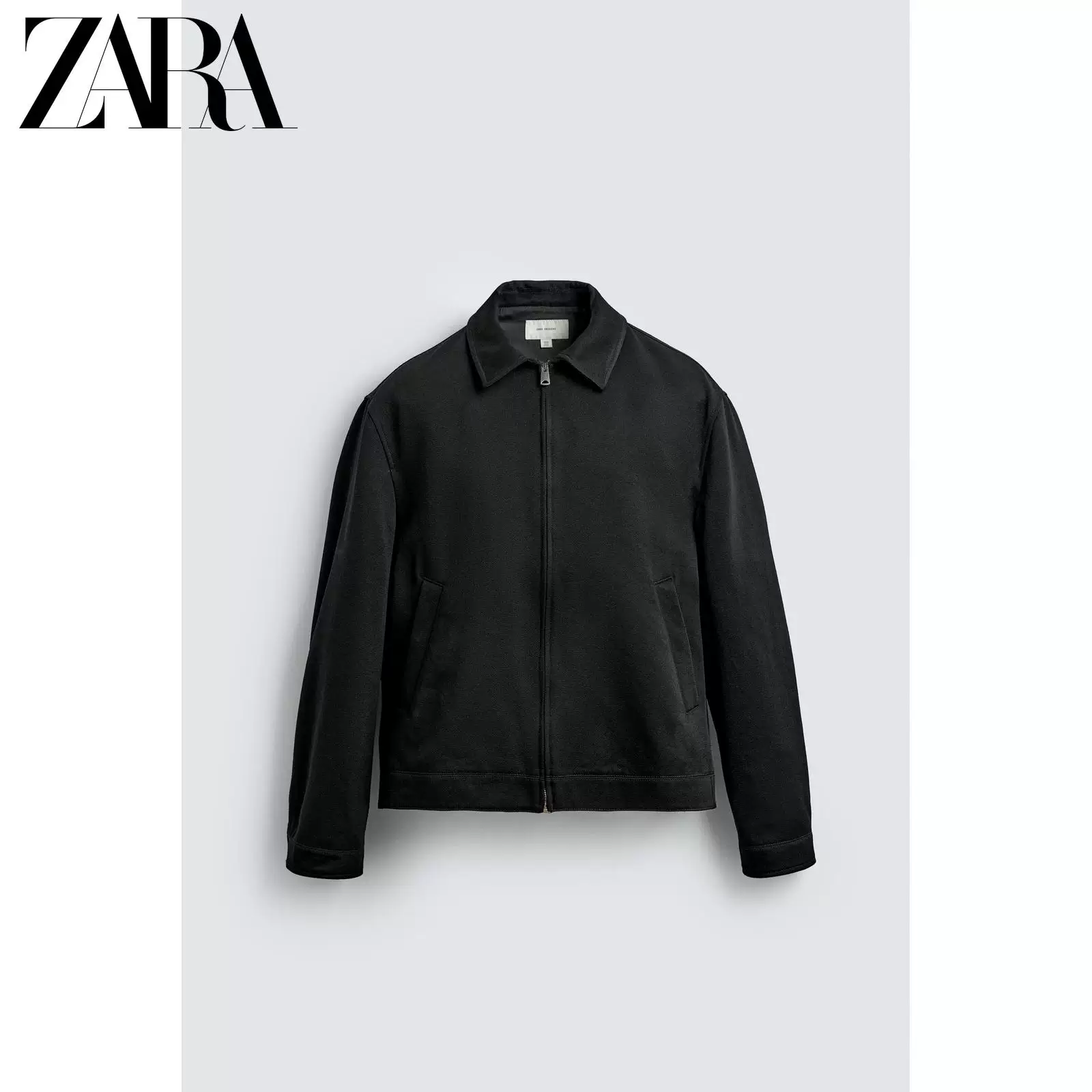 Мужская куртка-американка со строгой прямой молнией из текстуры Origins от ZARA 5880509 800