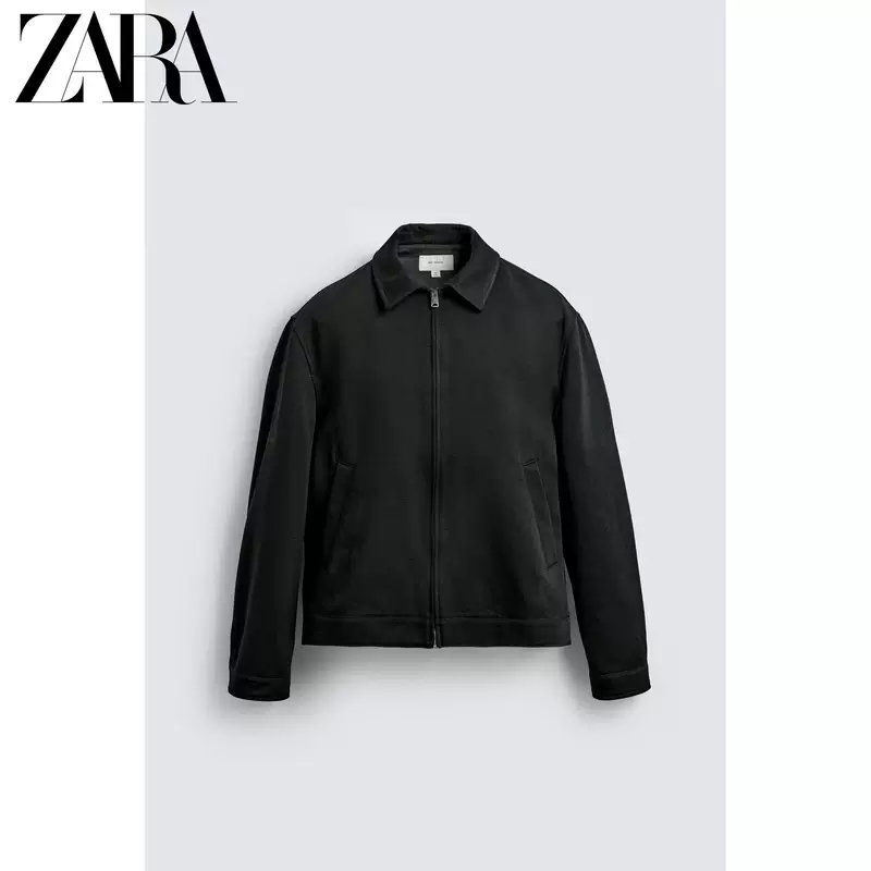 Мужская куртка-американка со строгой прямой молнией из текстуры Origins от ZARA 5880509 800