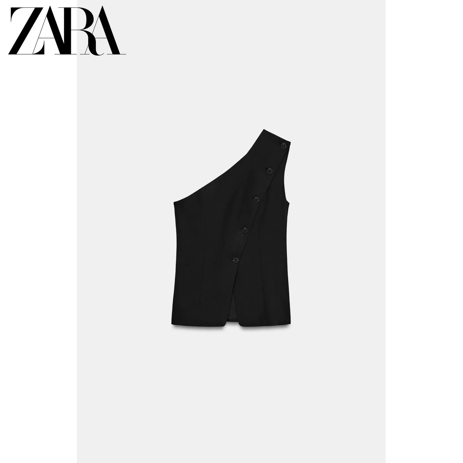 ZARA весна-лето 2026 новые поступления женский жилет без рукавов с разрезом по краю асимметричный передний карман 1608321 800