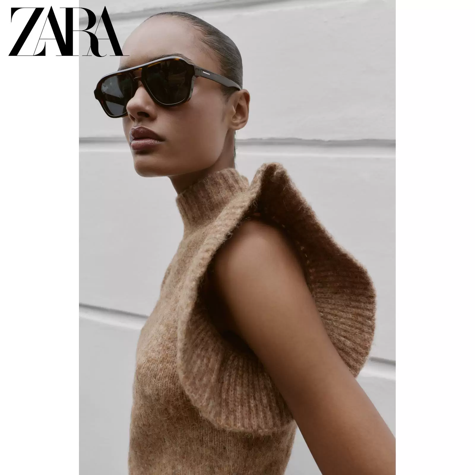 ZARA 2025 зима новые товары женские шерстяные смешанные слоистые декоративные жилеты-свитеры 4938119 743