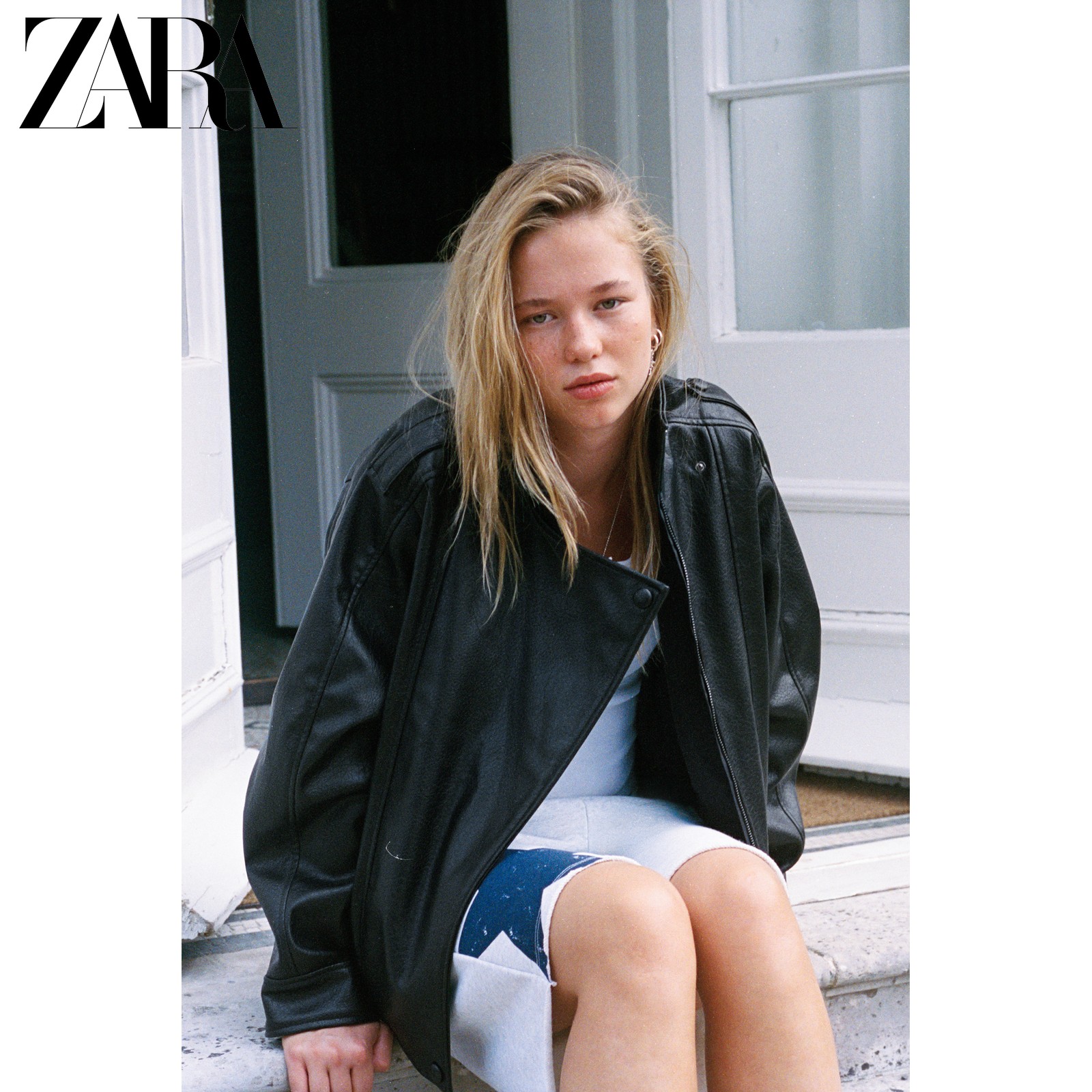 Осенние новинки ZARA2026, детская одежда для девочек, куртка с эффектом кожи с двойными лацканами, куртка 0562708 800 Изображение 1
