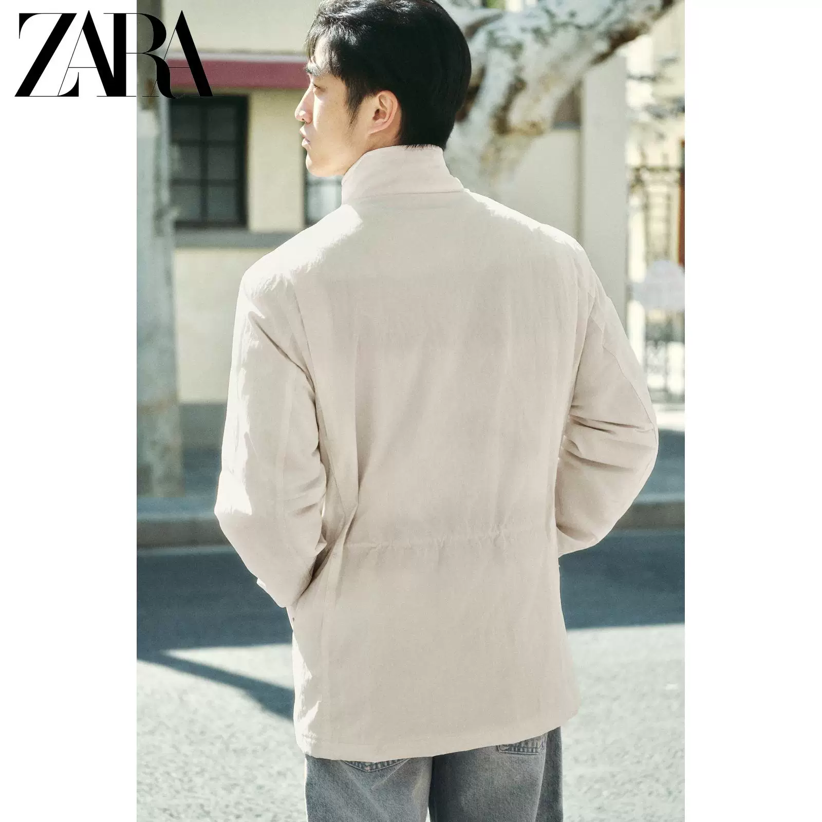 ZARA [Origins] Мужская свободная куртка из технической ткани с воротником-стойкой хлопковая 3918247 721