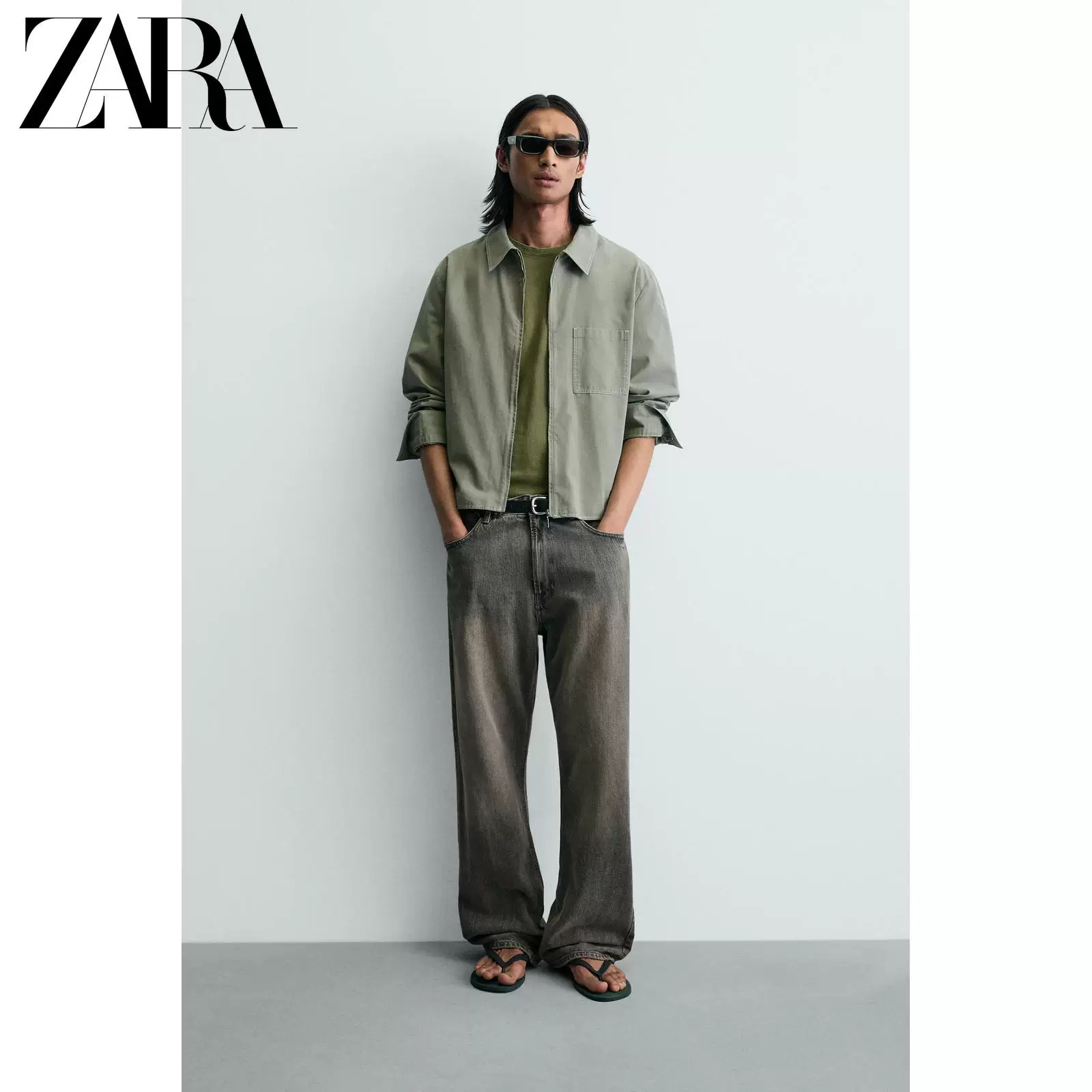ZARA 2026 весенне-летние новинки Мужская куртка-рубашка с молнией из хлопка, короткий рукав, длинный рукав, артикул 4209400 500