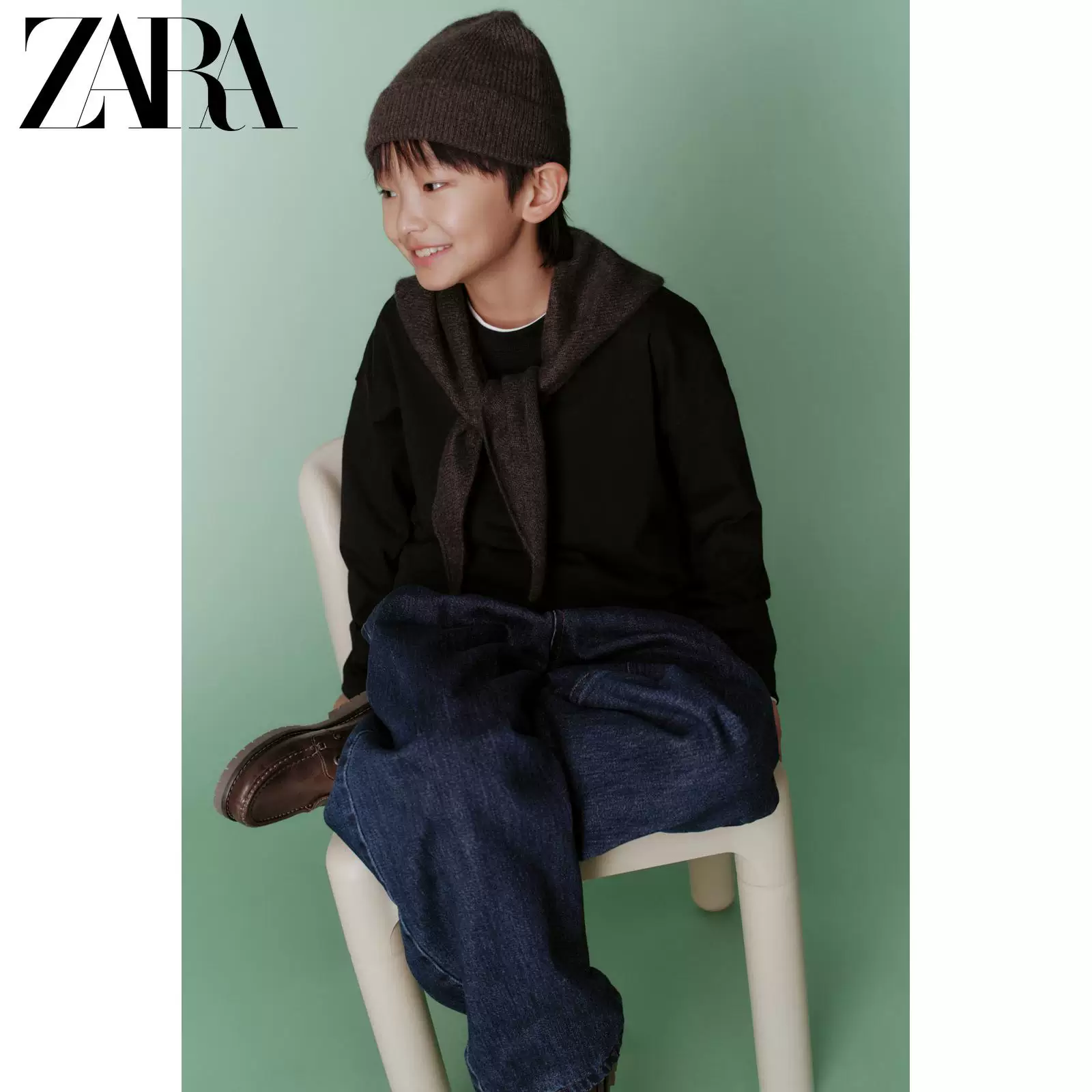 ZARA 2026 год весна-лето новые товары детская одежда мальчики шариковый текстиль лезвий серповидная джинсы 5644900 407