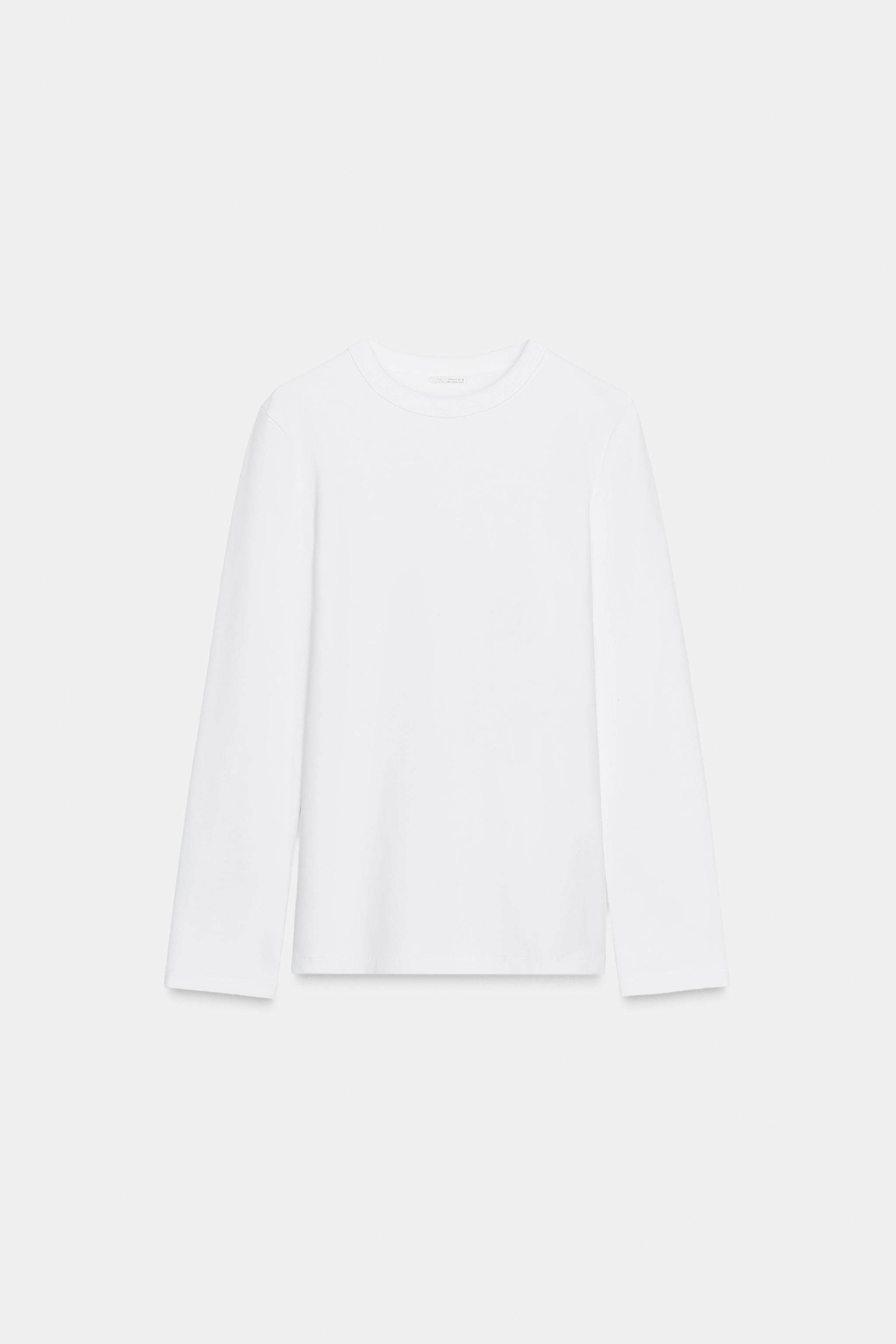 ZARA 2025 зимний осенний новинка женщины круглый вырез твердый случайный Взаимная блокировка длинный рукав Футболка 4174660 