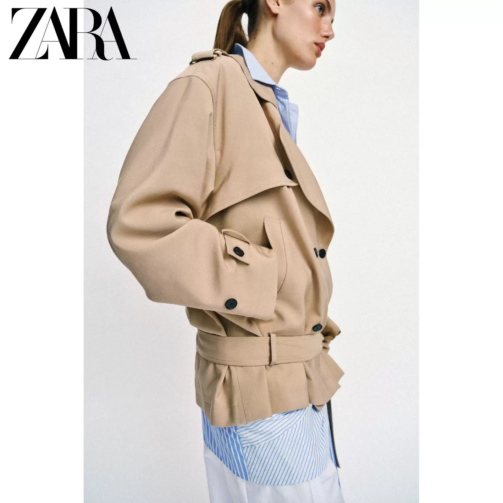 ZARA 2026 весна-лето Новинки женская длинная рукавов плащ переменной пояса куртка 2576530 743