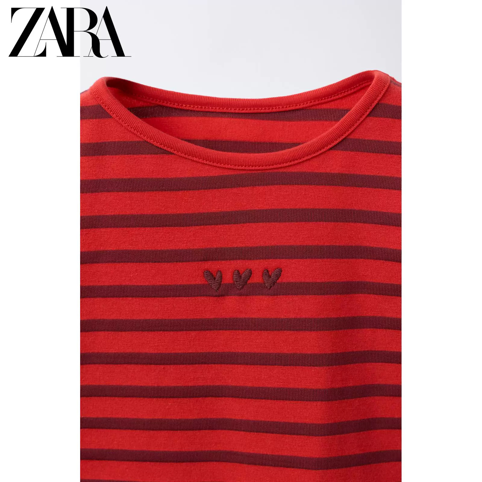 ZARA [2026春夏新品 女婴幼童 红色刺绣饰条纹长袖T恤 1716166 665]