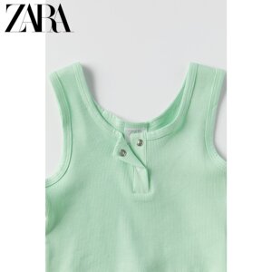 ZARA 新款 童装女童 罗纹休闲短裤和 T 恤套装 05048150500