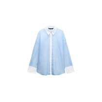 ZARA 24 spring new pint women dress striped transparent hard yarn shirt 8351029044