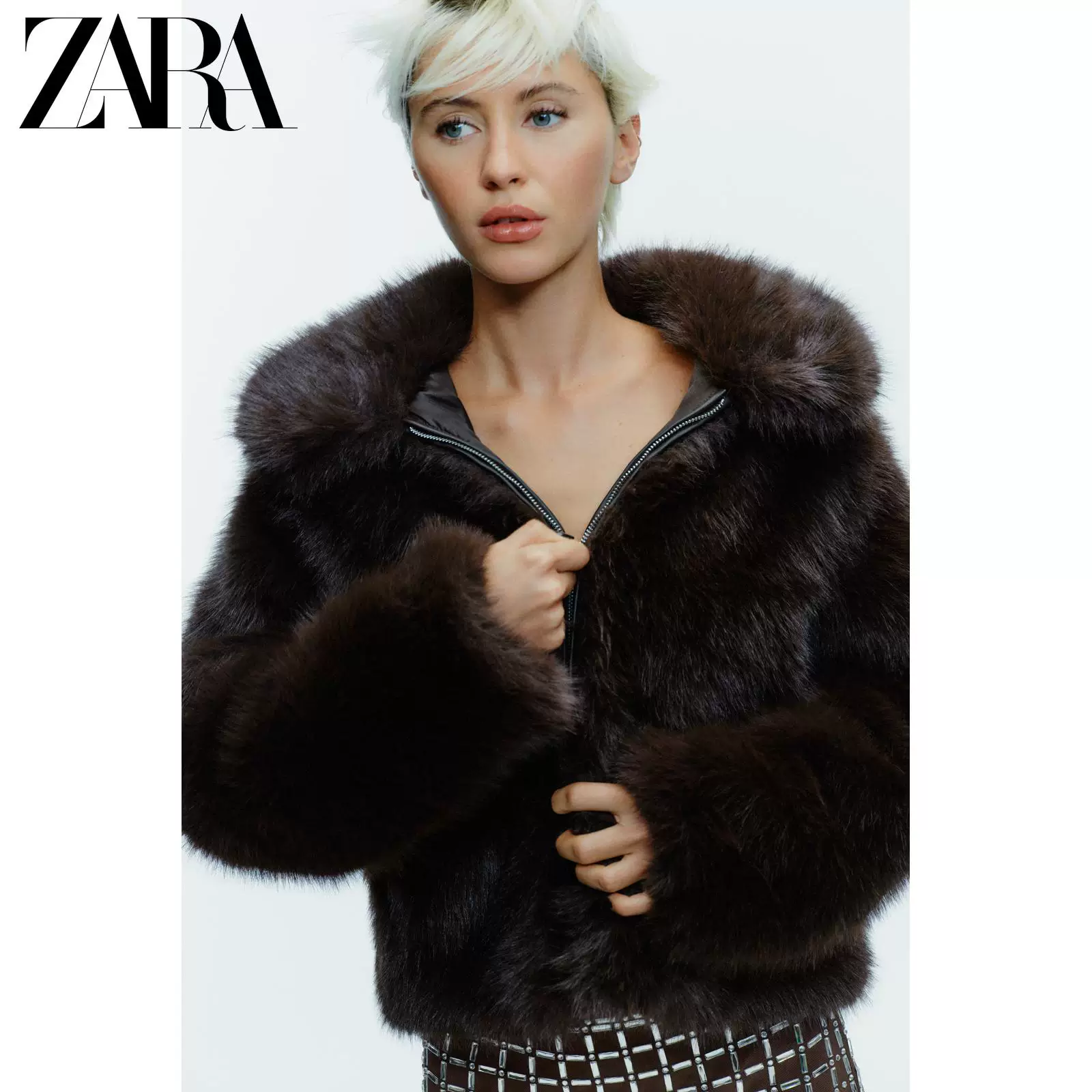 ZARA 25 новых зимних товаров TRF женское шубоподобное короткое пальто с искусственным мехом 4391733 716