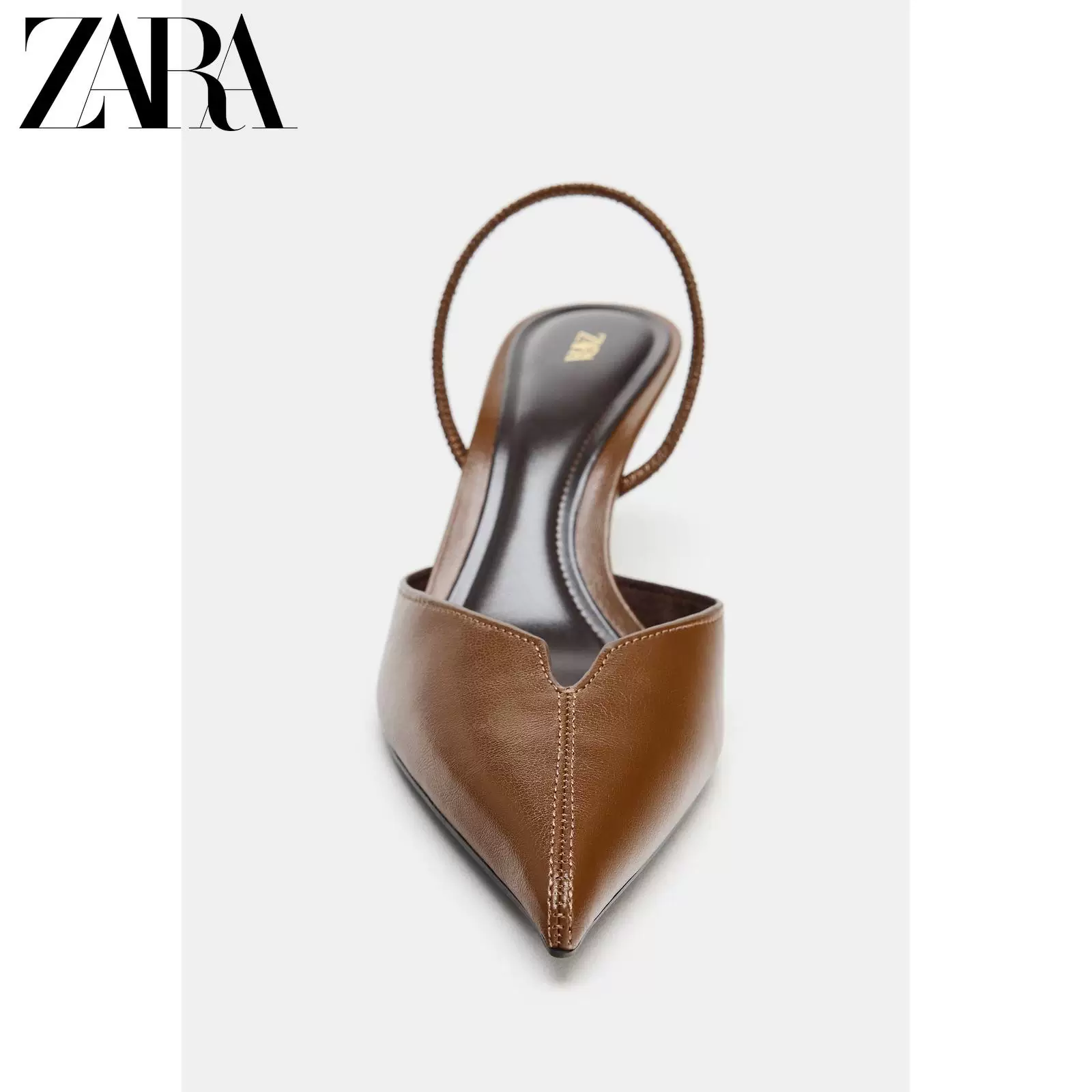 ZARA Special Offer Women's Shoes Stitched Detailed Pointed Toe Slingback Pumps 2231710 105