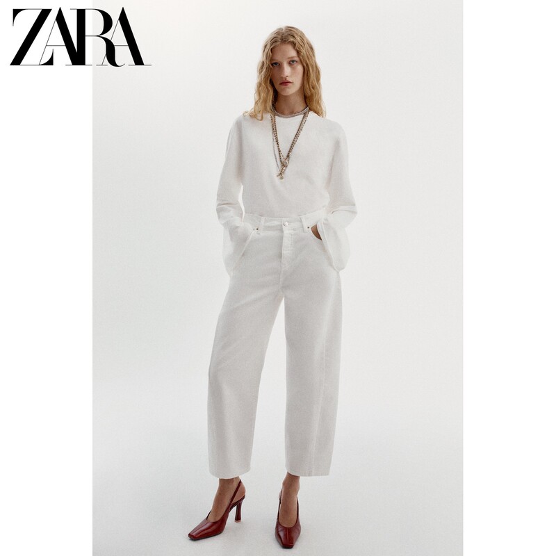 Zara2026 Early Autumn New Products Women's Clothing Z1975 High-Waisted White Barrel-Shaped Jeans 9942151 250 Zara2026 Early Autumn New Products Women's Clothing Z1975 High-Waisted White Barrel-Shaped Jeans 9942151 250