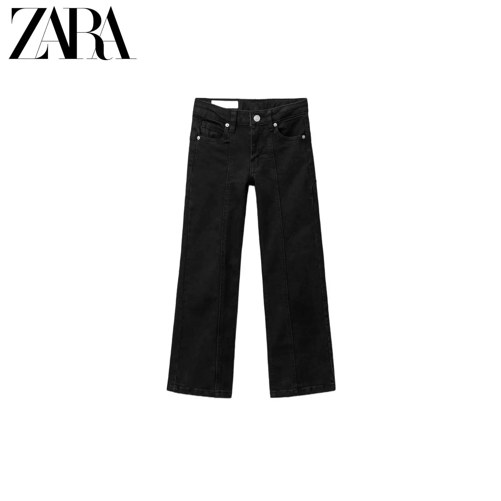 Специальное предложение ZARA: детская одежда, девочки, ребристые расклешенные джинсы-классика 4676601 800