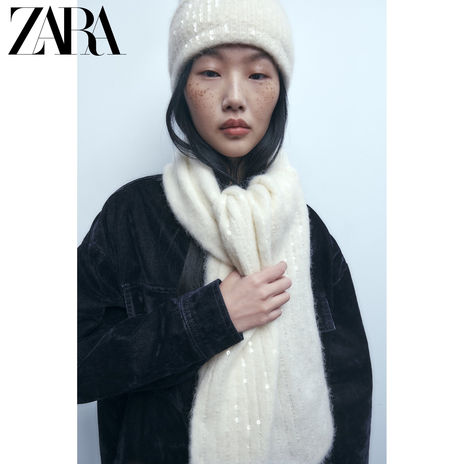 ZARA winter new women's bright sheet cashback wool blend scarves 3739007712-Taobao