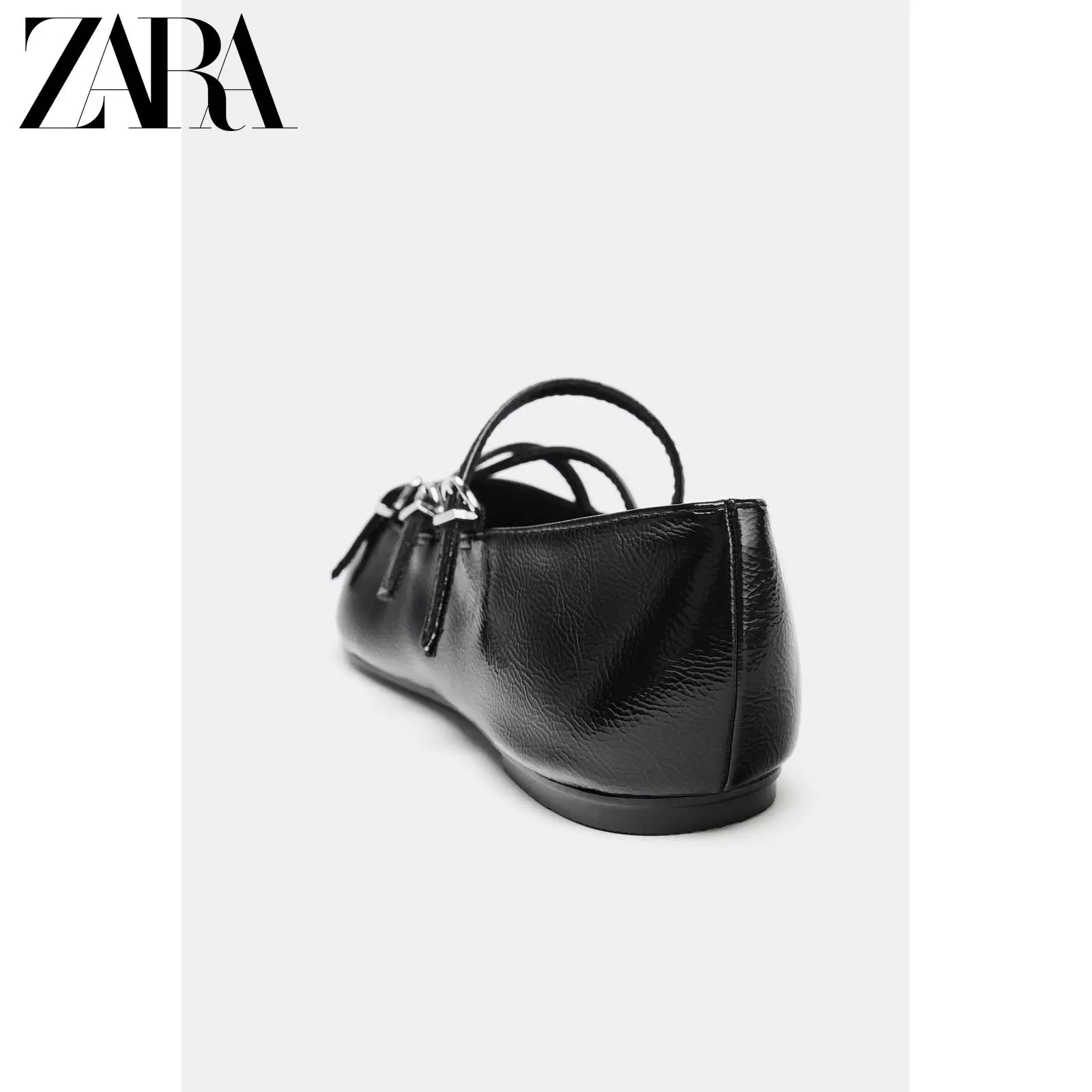 Обувь для женщин ZARA 2026 весна-лето, Mary Jane с трещиноватым эффектом, балетные туфли round toe 2813610 800
