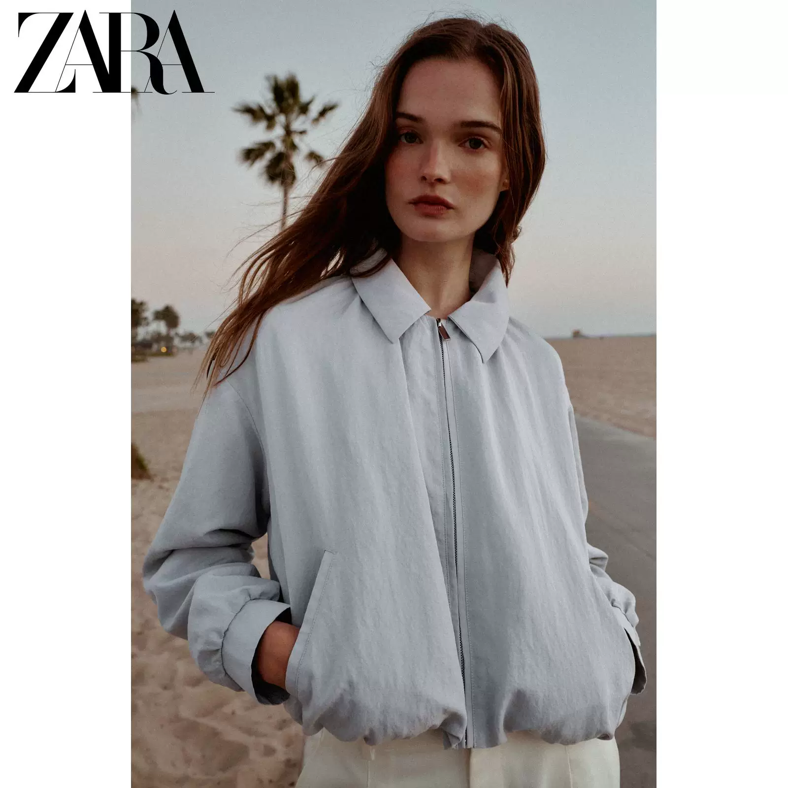 Весенне-летний новый поступление ZARA женская куртка-бомбер с длинным рукавом 'balloon' 6318039 403