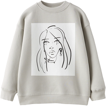 ZARA discount season childrens clothing girls round neck long sleeve printed sweatshirt 9144600 804