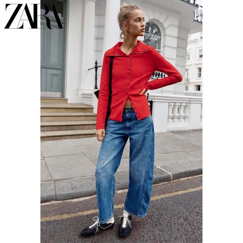 Zara2026 Autumn New Products Women's Long-Sleeved Lapel Button Knitted Cardigan Jacket 2142008 600