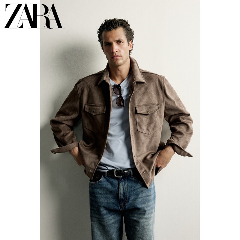 Zara2026 New Autumn Products Men's Clothing Retro Style Suede Texture Effect Shirt Jacket 4302505 700 Zara2026 New Autumn Products Men's Clothing Retro Style Suede Texture Effect Shirt Jacket 4302505 700