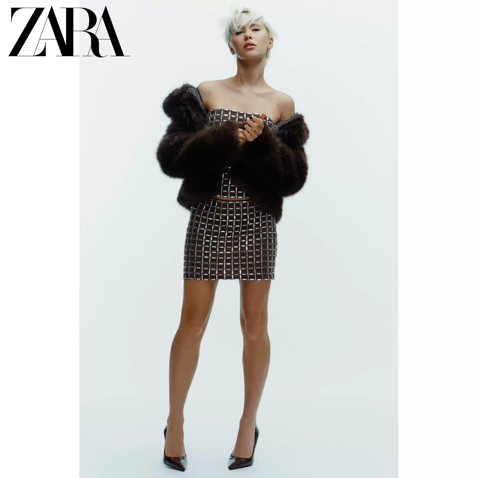 ZARA 25 новых зимних товаров TRF женское шубоподобное короткое пальто с искусственным мехом 4391733 716
