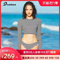 valtos sexy bikini split swimsuit Long sleeve sunscreen small chest gathered conservative thin swimsuit womens swimsuit