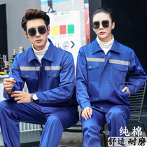 Cotton long sleeve overalls set mens labor insurance clothing auto repair factory workshop repair welding tooling spring and autumn engineering clothing