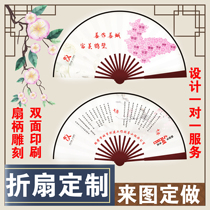 Professional custom silk folding fan advertising fan ancient style paper fan national tide folding fan rice paper fan to figure customization