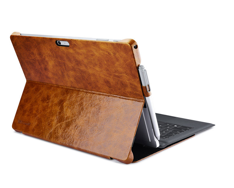 iCarer Oil Wax Vintage Series Handmade Genuine Cowhide Leather Case Cover for MicroSoft Surface Pro 4