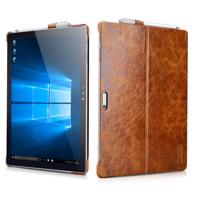 iCarer Oil Wax Vintage Series Handmade Genuine Cowhide Leather Case Cover for MicroSoft Surface Pro 4
