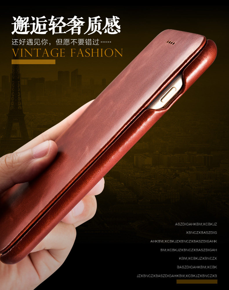 iCarer Curved Edge Vintage Series Side Open Handmade Genuine Cowhide Leather Case Cover for Apple iPhone 7 Plus & iPhone 7