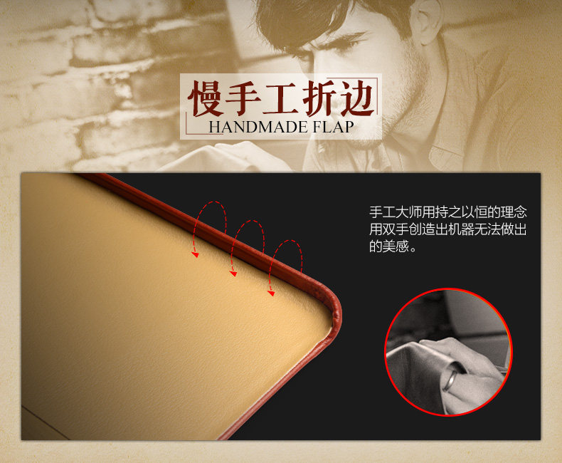 iCarer Curved Edge Vintage Series Side Open Handmade Genuine Cowhide Leather Case Cover for Apple iPhone 6S Plus/6 Plus