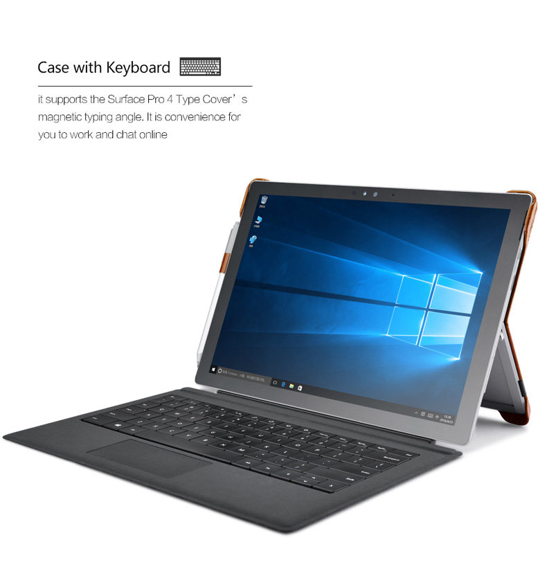 iCarer Oil Wax Vintage Series Handmade Genuine Cowhide Leather Case Cover for MicroSoft Surface Pro 4