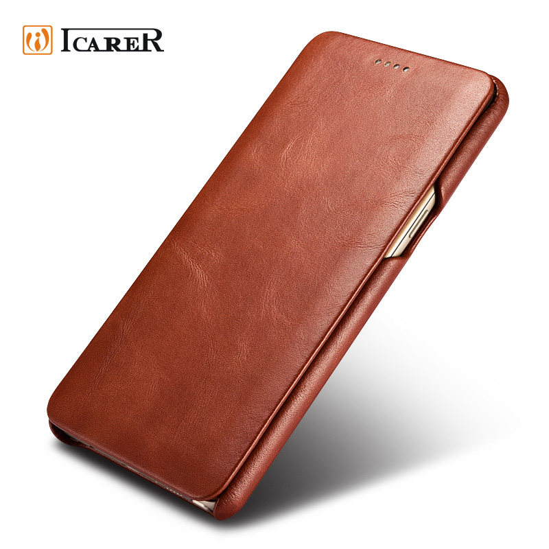 iCarer Curved Edge Vintage Series Side Open Handmade Genuine Cowhide Leather Case Cover for Samsung Galaxy Note 7