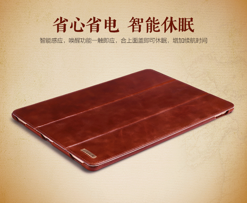 iCarer Vintage Series Smart Awakening Handmade Genuine Cowhide Leather Case Cover for Apple iPad Pro 12.9-inch & iPad Pro 9.7