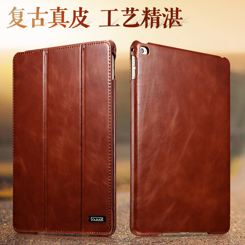 iCarer Vintage Series Smart Awakening Handmade Genuine Cowhide Leather Case Cover for Apple iPad mini 4