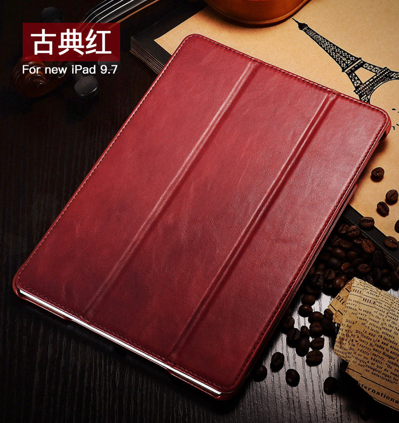 iCarer Vintage Series Smart Awakening Handmade Genuine Cowhide Leather Case Cover for Apple iPad 9.7-inch (2017)