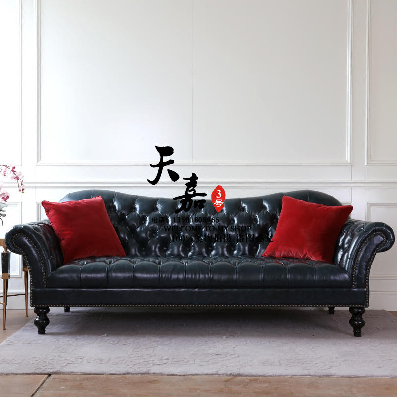 Quán cà phê nước Mỹ giả da căn hộ nhỏ thẩm mỹ viện châu Âu kéo khóa ba ghế sofa da có thể được tùy chỉnh - Ghế sô pha sofa bed mini