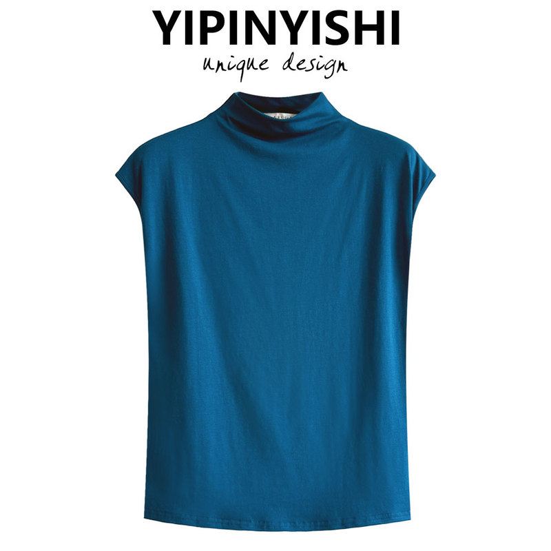 Yipinyishi Pure Cotton Simple Half-High Collar Sleeveless Vest for Women, Summer Outerwear, Loose Fit, Inner Layering Top Yipinyishi Pure Cotton Simple Half-High Collar Sleeveless Vest for Women, Summer Outerwear, Loose Fit, Inner Layering Top