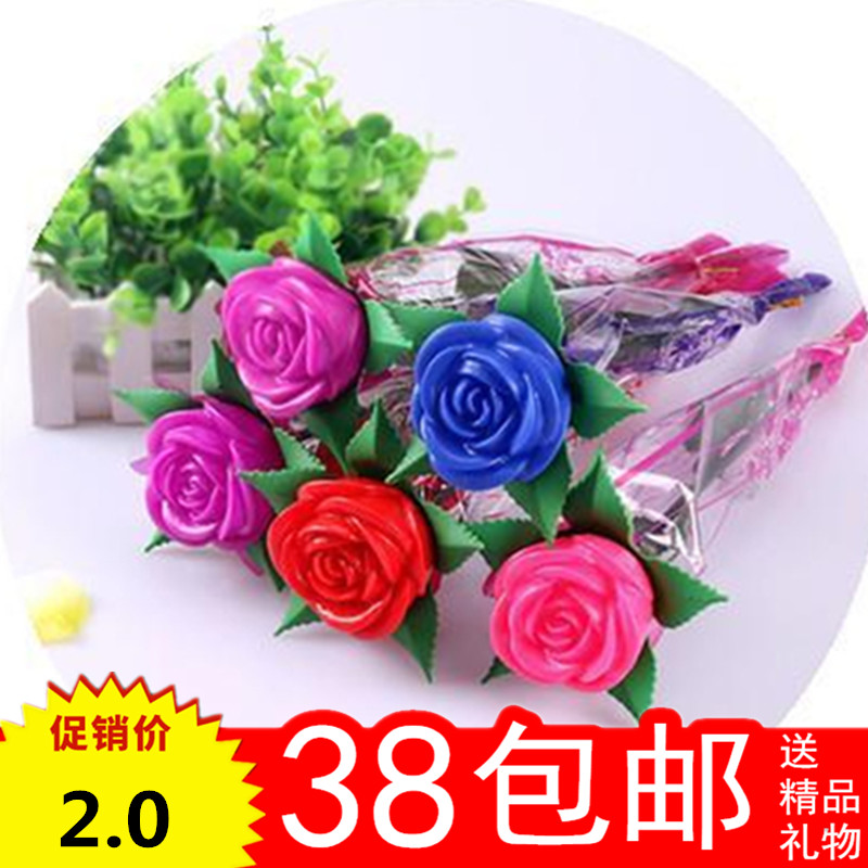 With Branches Leaf Emulation Rose Flowers Shine Seven Colorful Little Night Light Valentine's Day Never withered on Valentine's Day