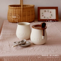 Сахар и соленая банка 丨 Японский стиль грубый керамический датчик приправа порошковые кофейные зерна милая большая банка для хранения живота керамика