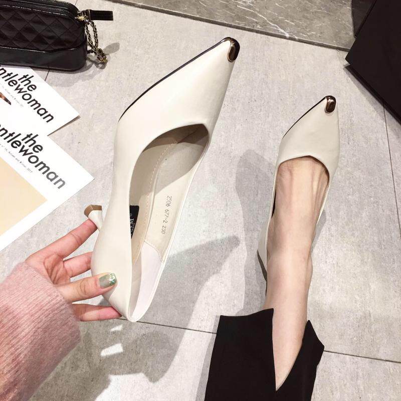 European station fashion leather high heels 2020 new all-match net red sexy pointed toe shallow mouth French stiletto shoes