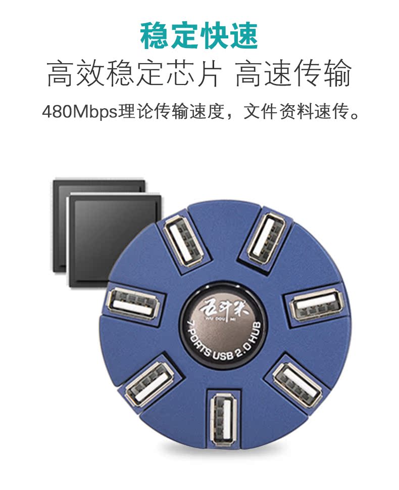 Multi-giao diện USB máy tính xách tay splitter kéo bảy tốc độ đa chức năng chuyển đổi adapter headband - USB Aaccessories quạt tích điện mini cầm tay