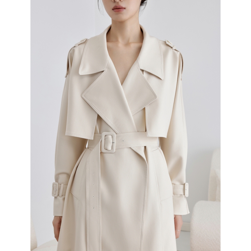 Ilessiswang Quality Slimming Functional Fabric Trench Coat Mid-Length Women's Jacket
