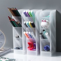 Nordic female ins Large capacity pen holder Student desk Transparent personality storage box bucket Simple desktop learning blogger