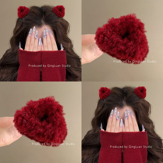 浓情热烈红~毛绒绒猫耳朵侧边夹女2025新款碎发小抓夹边夹旅行夹