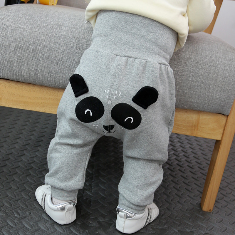 Baby plus suede pants autumn winter style 1 year 2 boys female baby high waist open crotch pants 6 months 8 pure cotton PP pants spring autumn