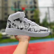 af1 graffiti anime theme slam dunk black and white style Rukawa Maple cherry wood flower Road sneakers custom diy service