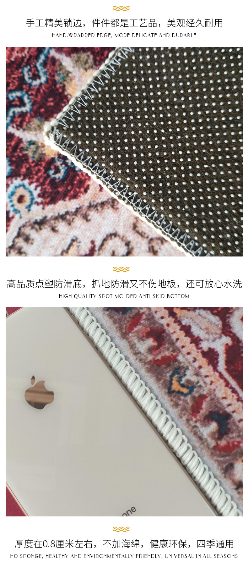 Sống cà phê phòng bảng thảm sàn mat tối giản hiện đại phòng nhà phòng ngủ cạnh giường ngủ chăn mở Bắc Âu rửa máy tùy chỉnh - Thảm tham trai san