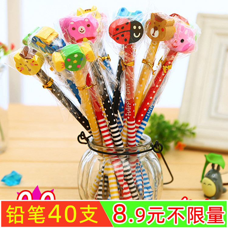 School Year Gifts Children's Festival Creative Gifts Cartoon Pencil with rubber Kindergarten Elementary students Prizes Stationery Wholesale